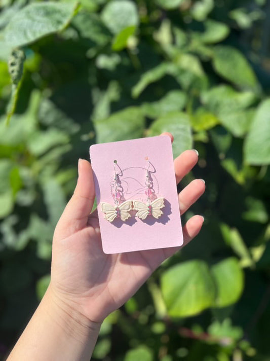 Clay Jeweled Butterfly Earrings