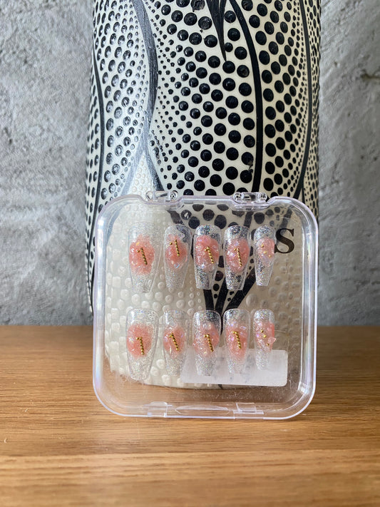 Glittery Pink Press On Nails