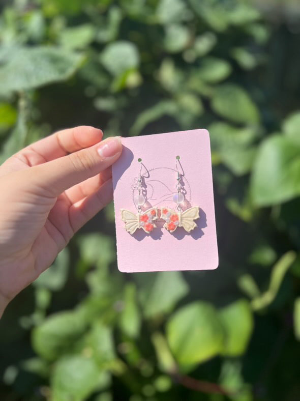 Clay Floral Butterfly Earrings